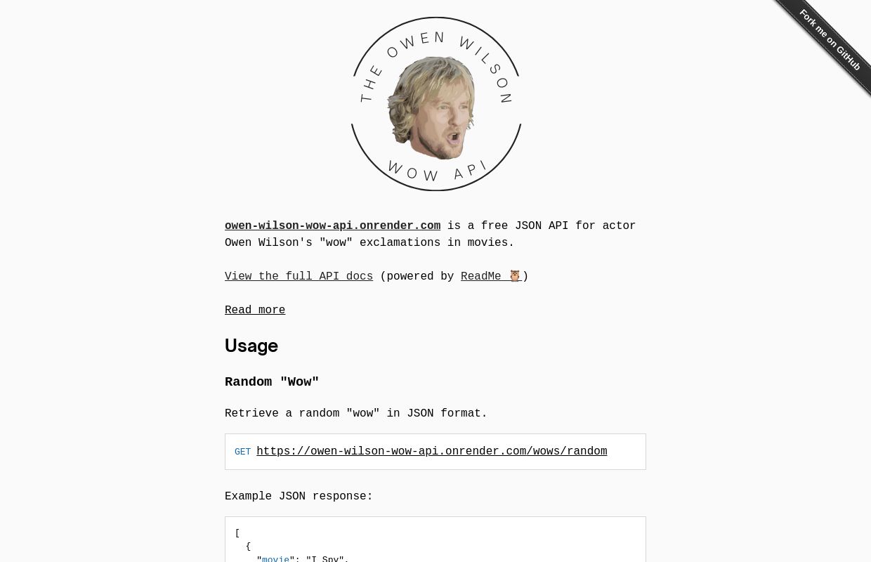 Owen Wilson Wow API
