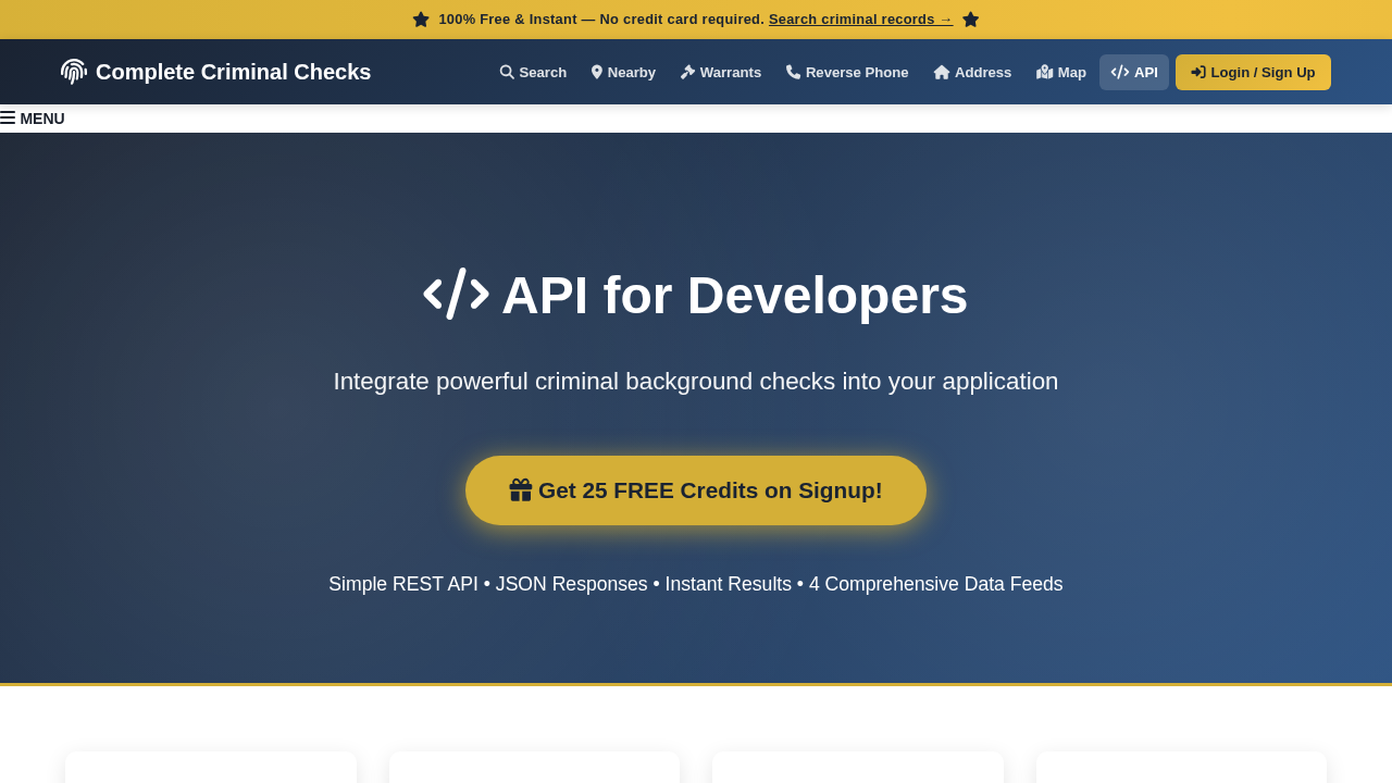 Complete Criminal Checks preview interface
