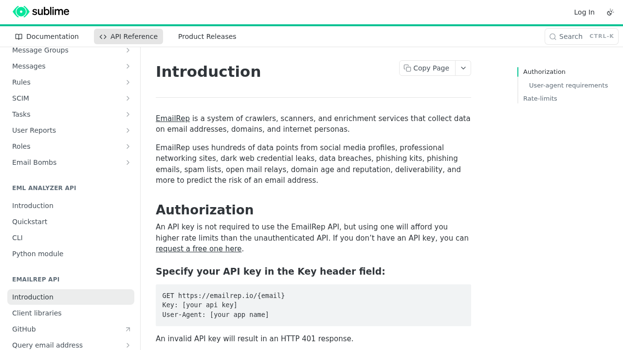 EmailRep preview interface