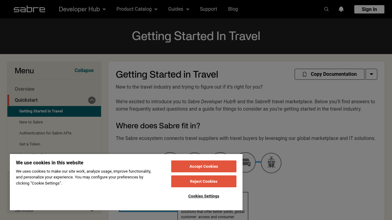 Sabre for Developers preview interface