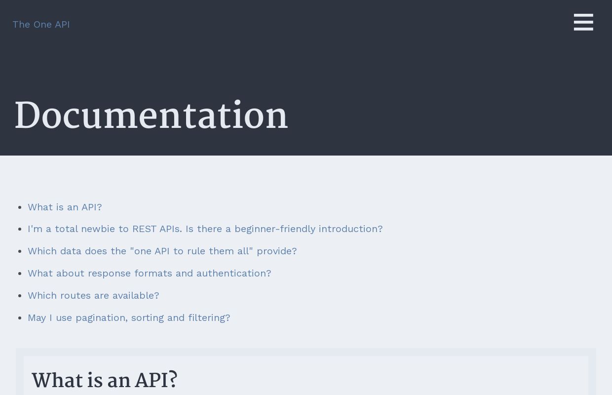 Lord of the Rings API
