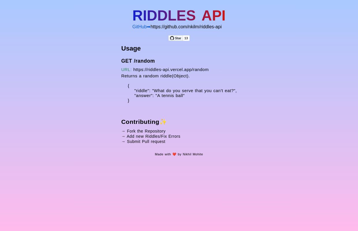 Riddles API