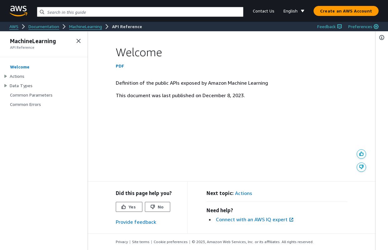Amazon ML API