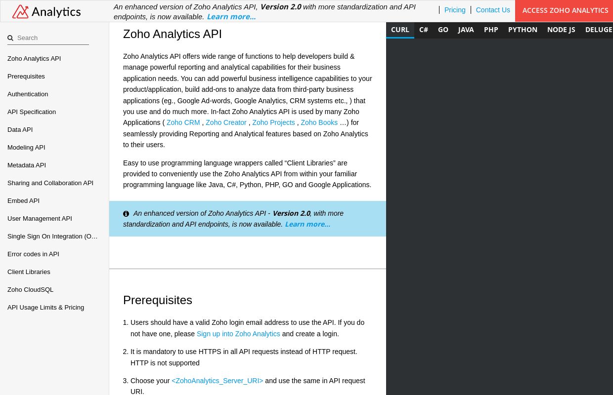 Zoho Reports API