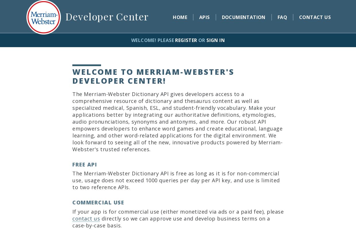 Merriam-Webster Dictionary API