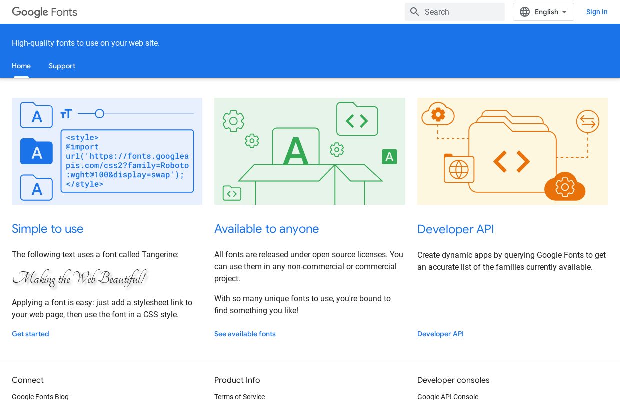 The Google Fonts Developer API.