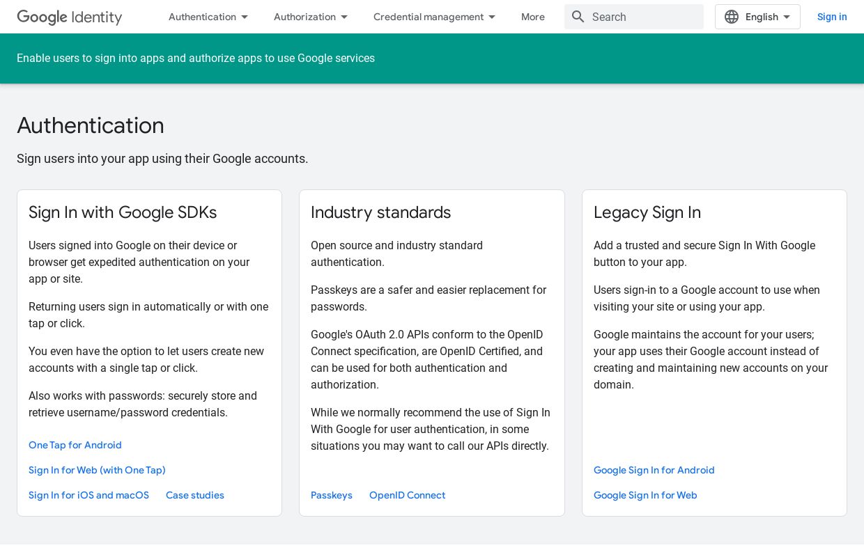 Google Identity Toolkit API.