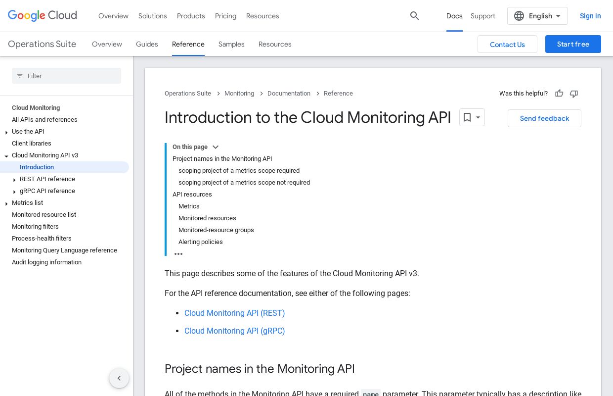 Google Monitoring API