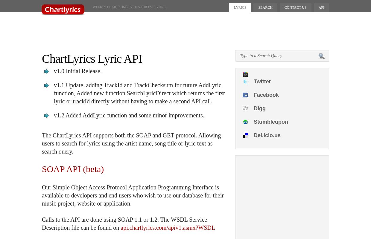 ChartLyrics Lyrics API