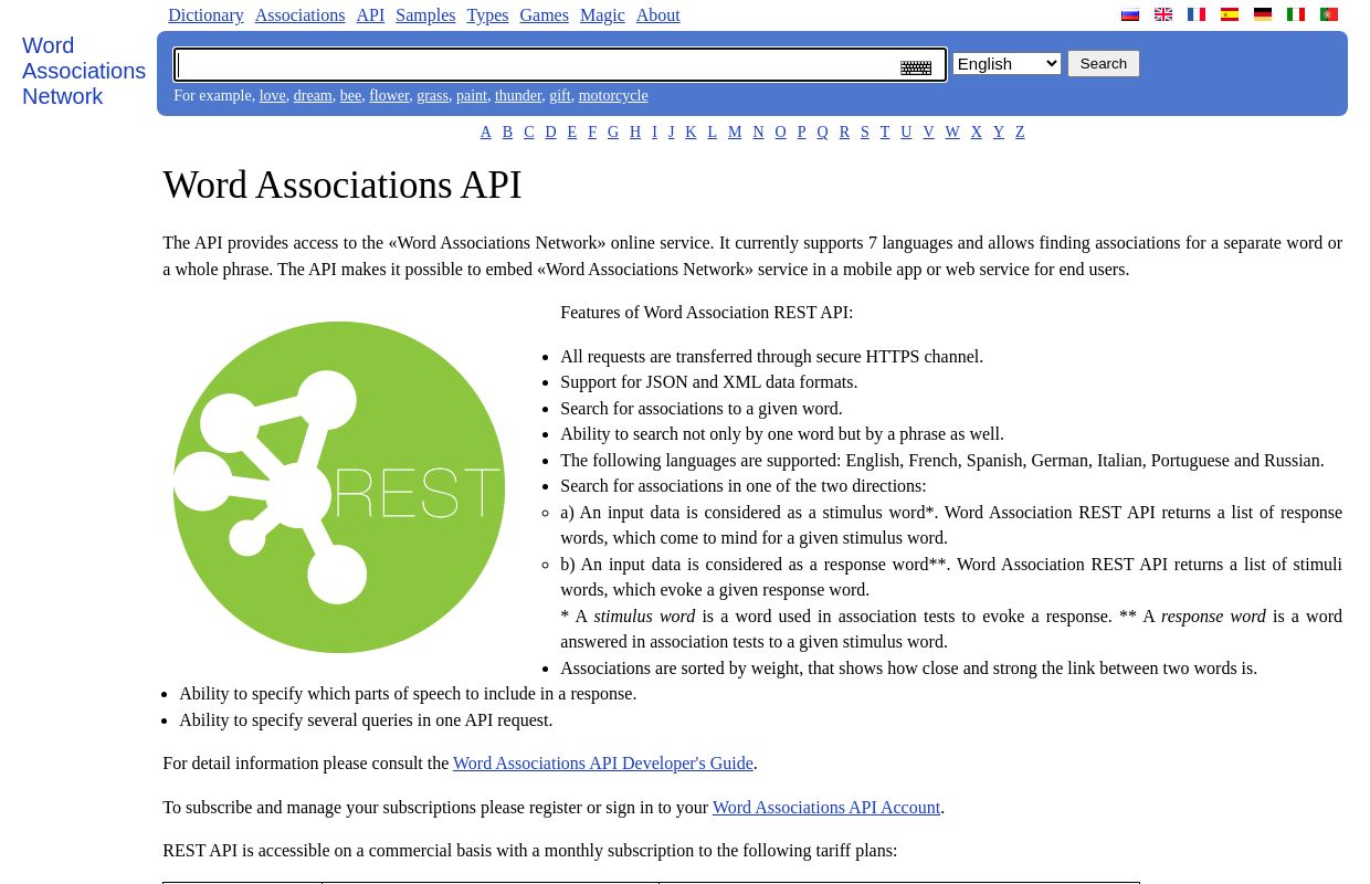 Word Associations API