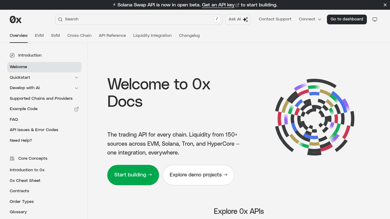 0x - The trading API for every chain preview interface
