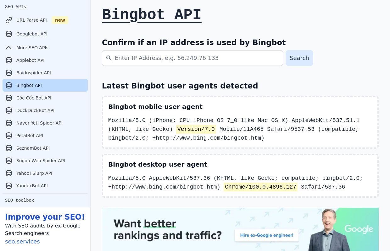 Bingbot API