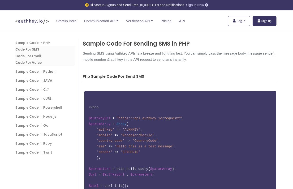 SMS API - Authkey.io