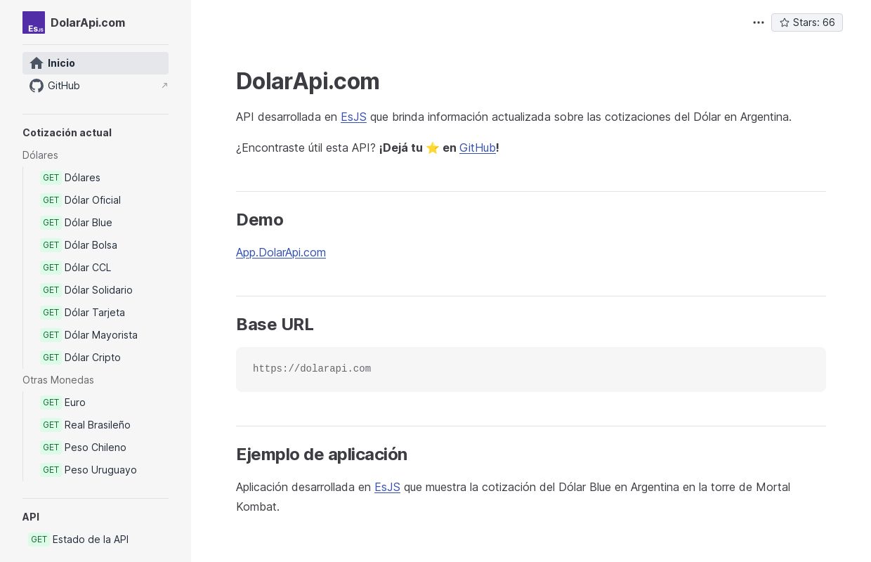 Dólar API Argentina