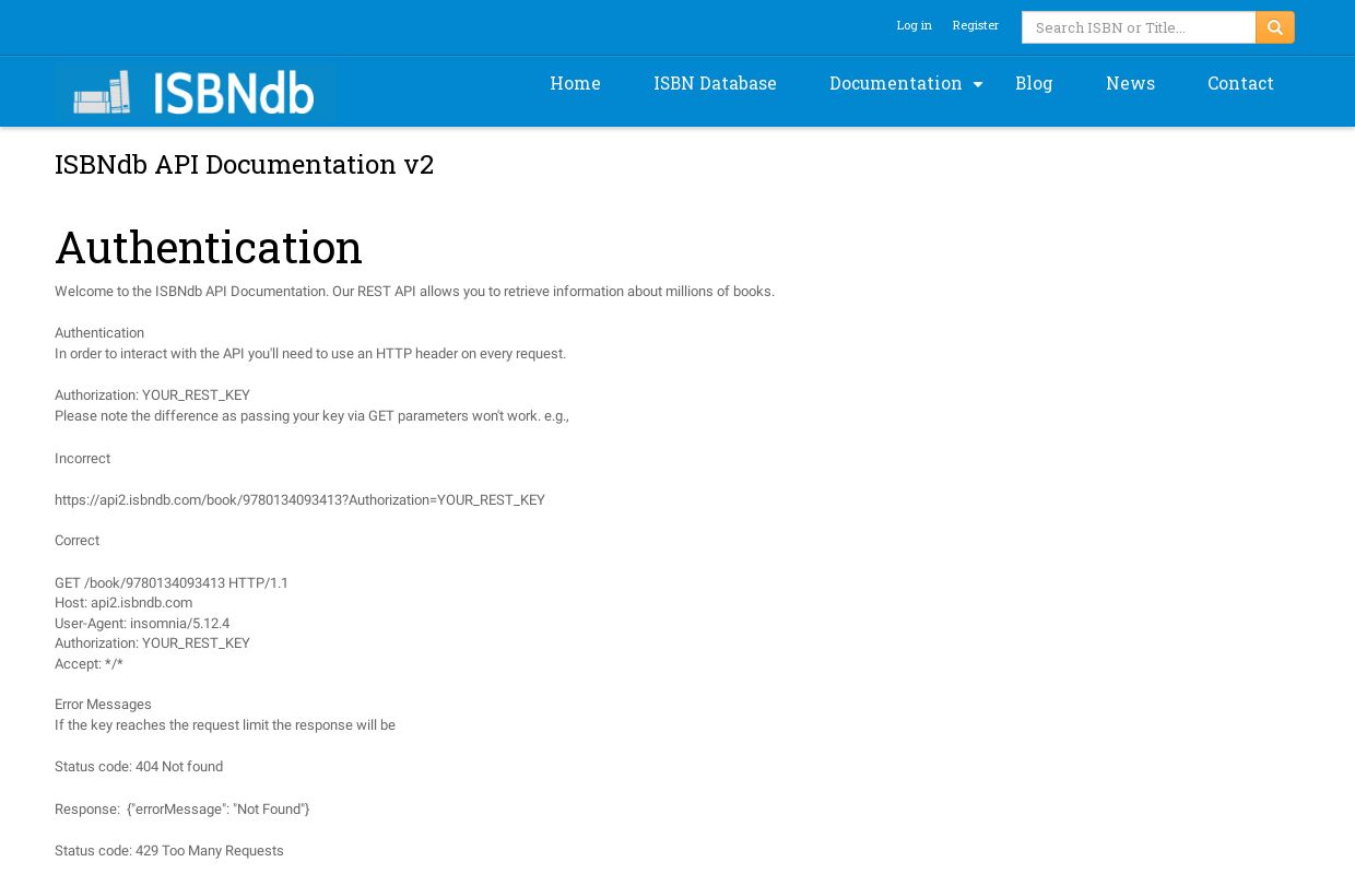 ISBNdb Book Database API