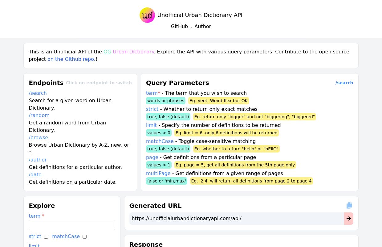 Unofficial Urban Dictionary API