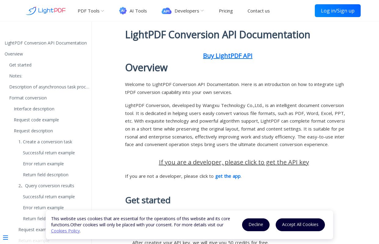 LightPDF Conversion API