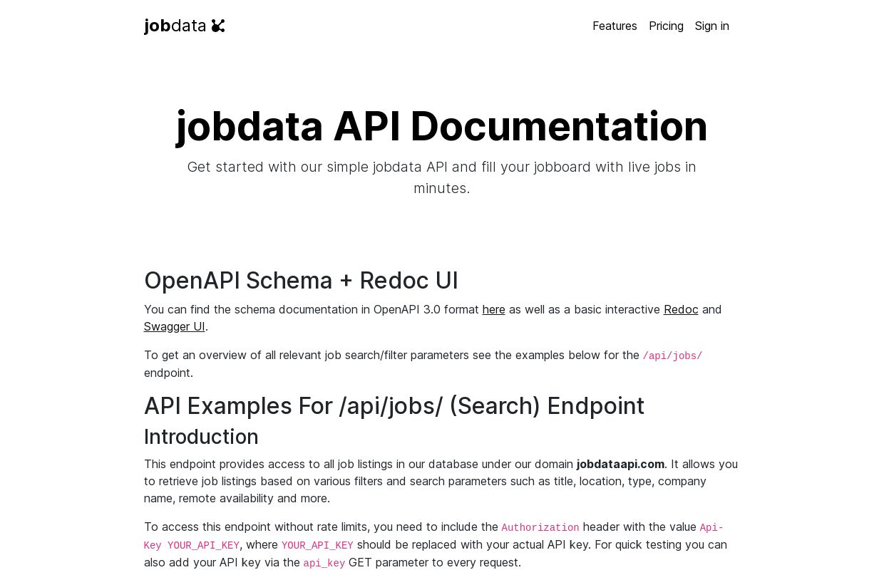 jobdata API