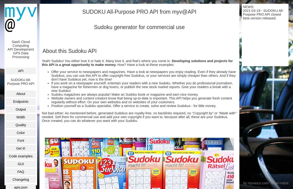 SUDOKU All-Purpose PRO - Sudoku API