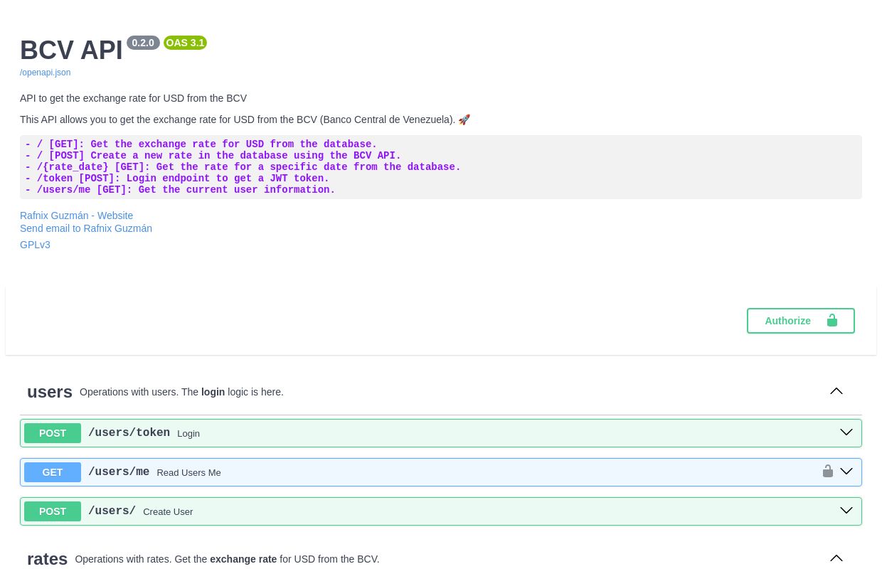 BCV Exchange Rate API