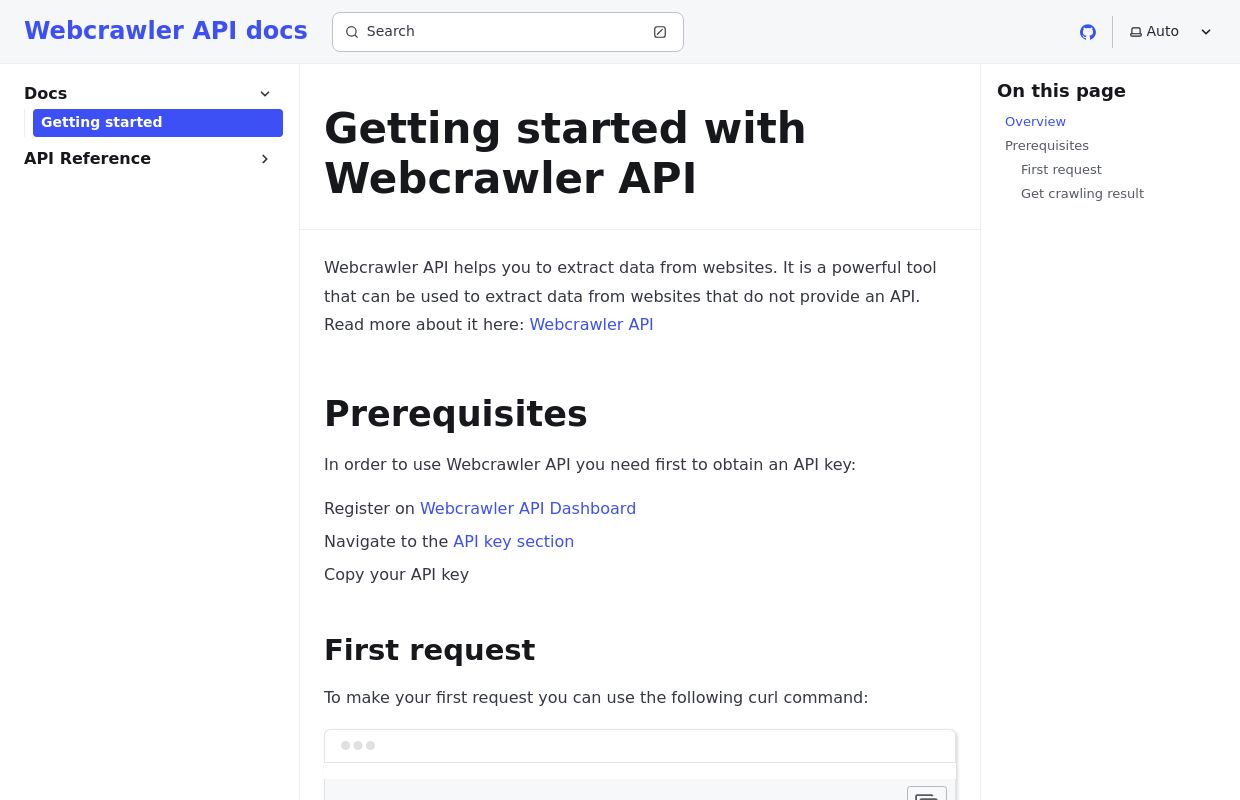 Webcrawler API