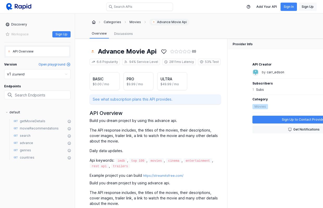 Advance Movie API