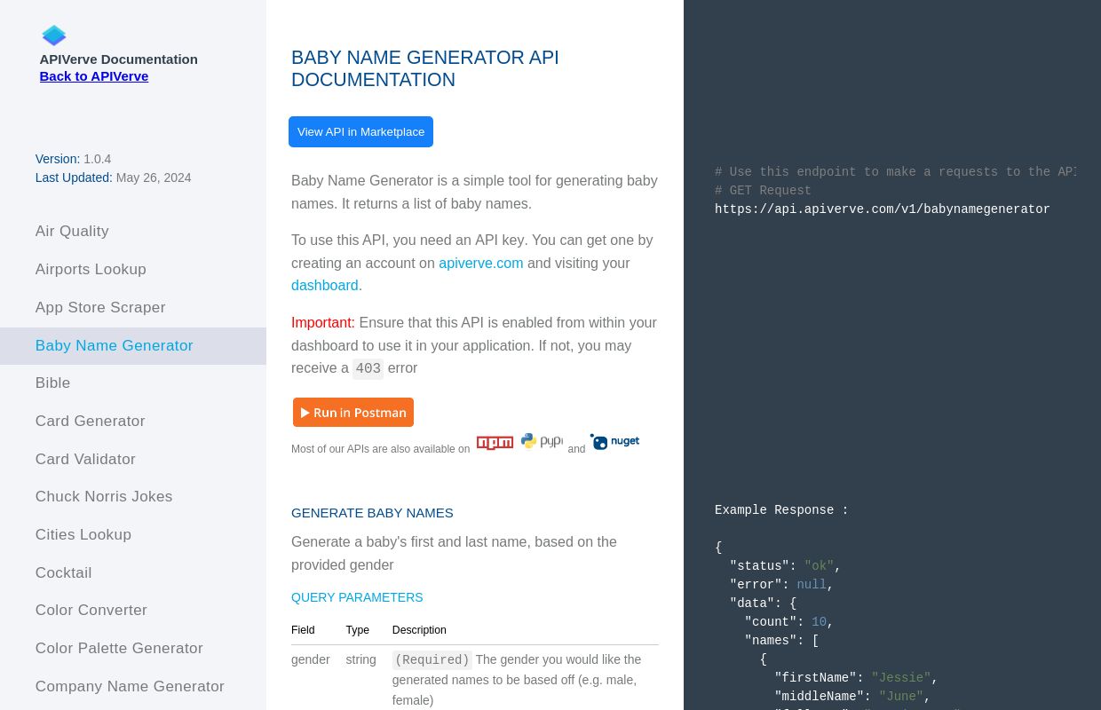 Baby Name Generator API - APIVerve