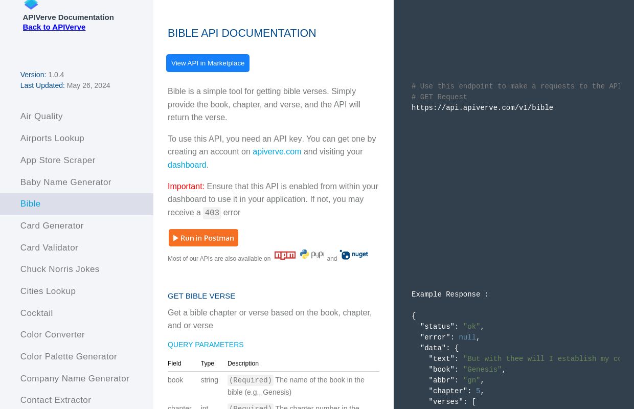 Bible Verse API - APIVerve
