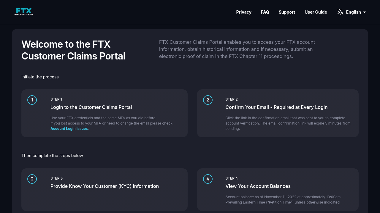 FTX preview interface