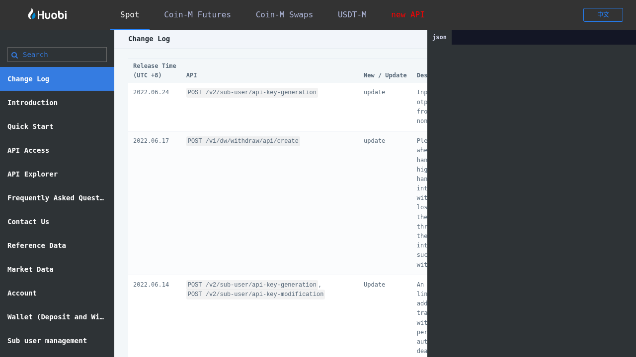 Huobi preview interface