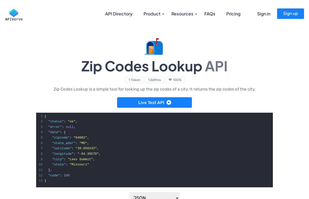 Zip Codes Lookup API - APIVerve