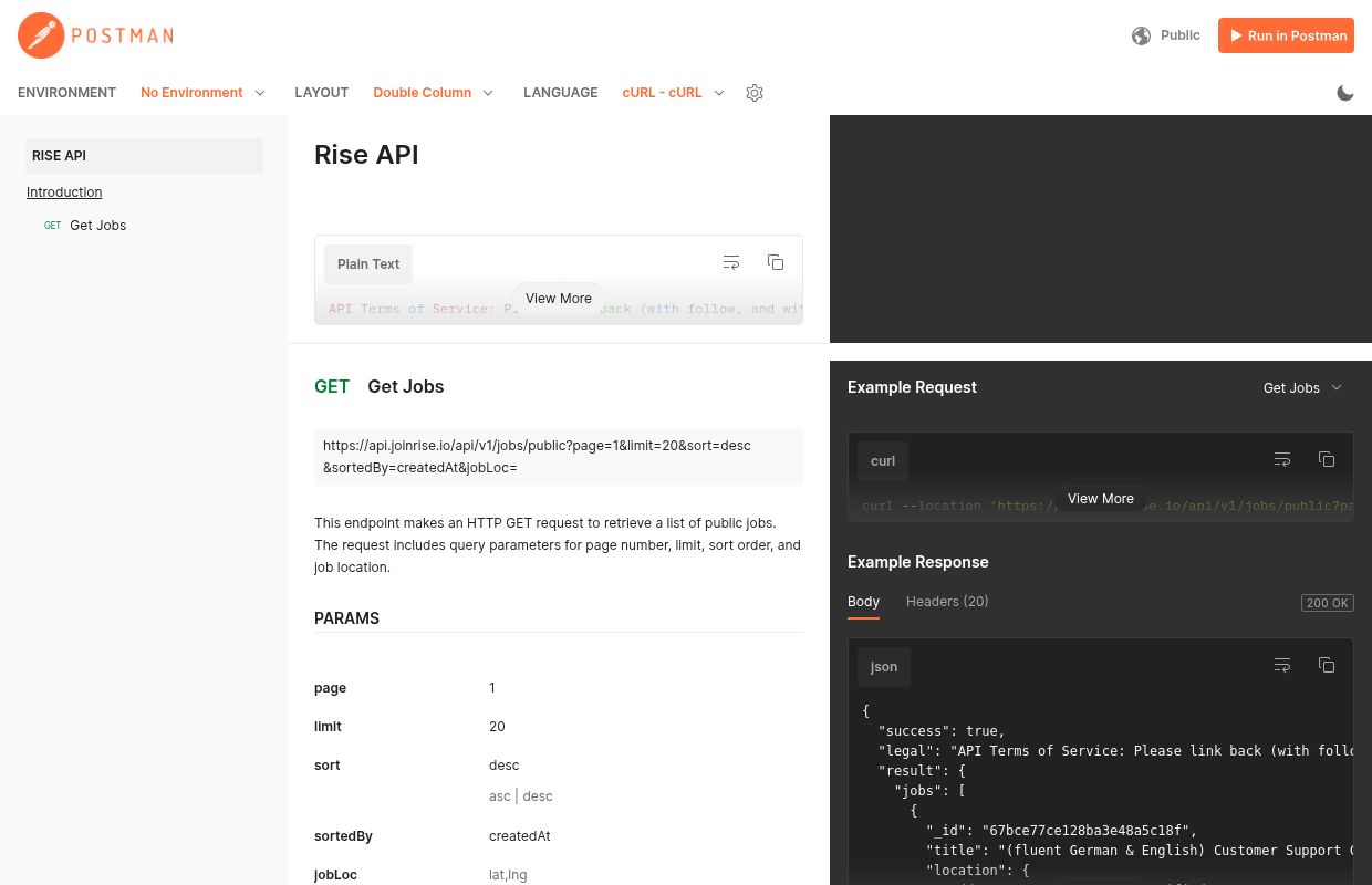 Rise Jobs API