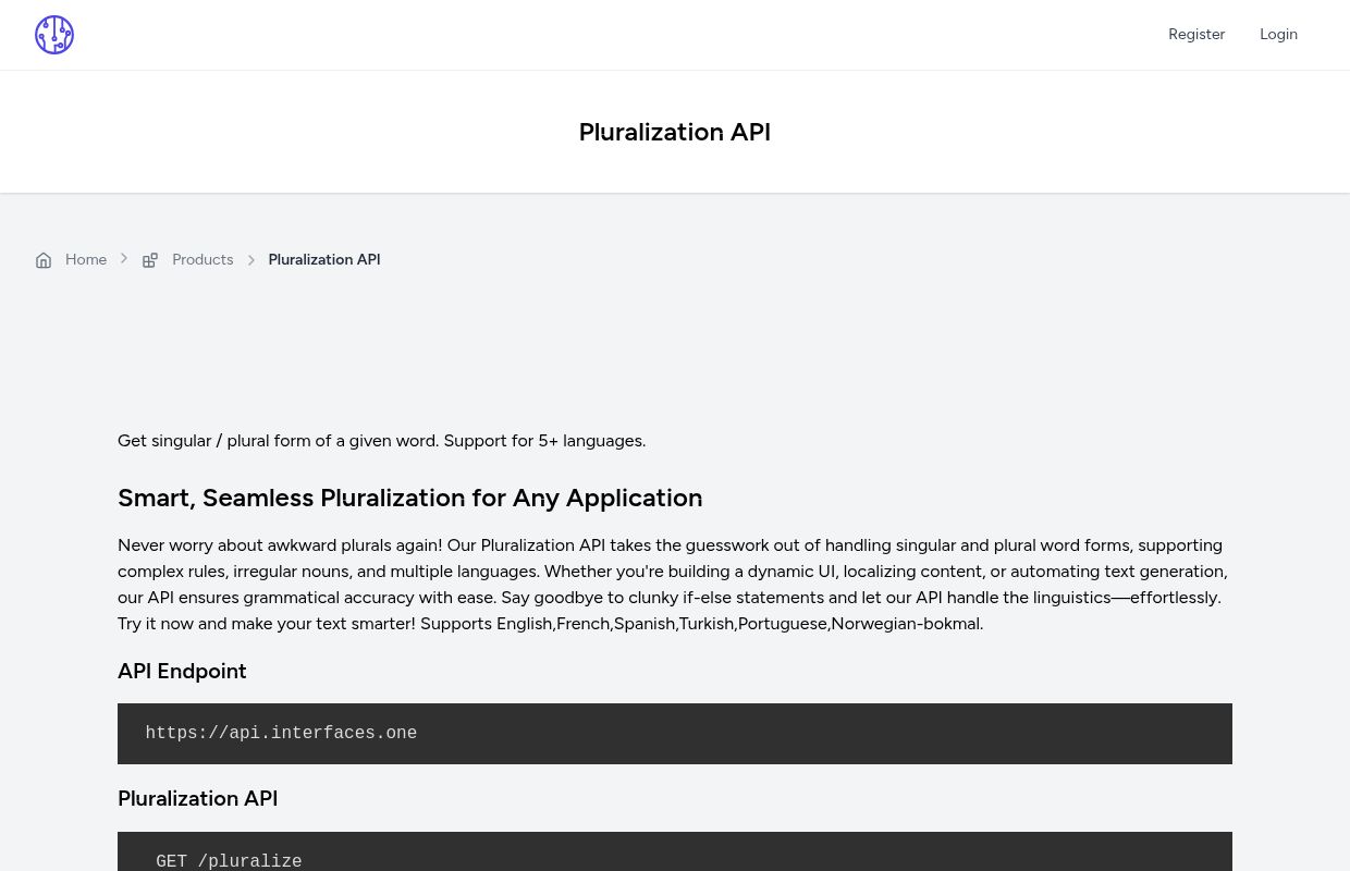 Singularize and Pluralize API