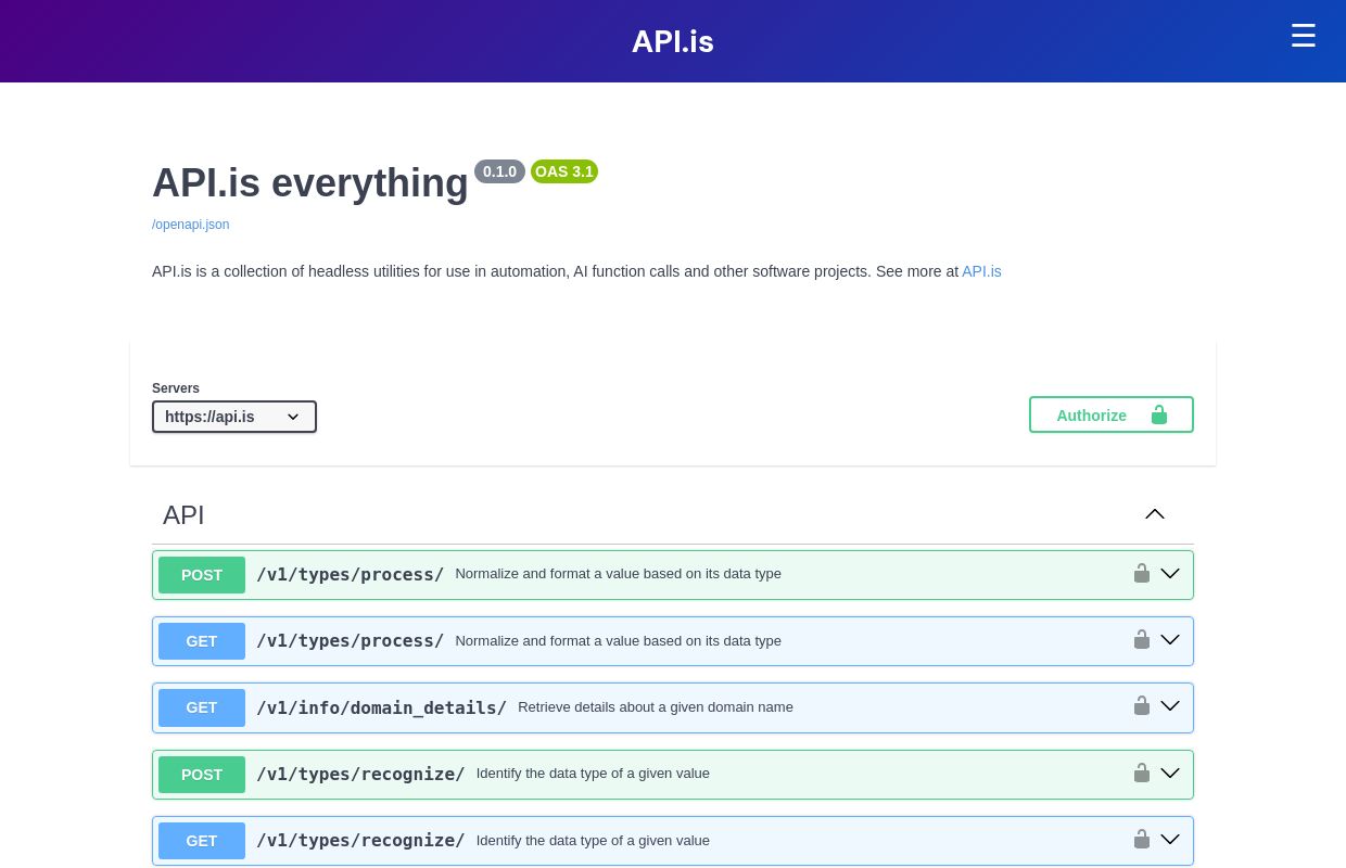 API.is - function calls for AI Assistants