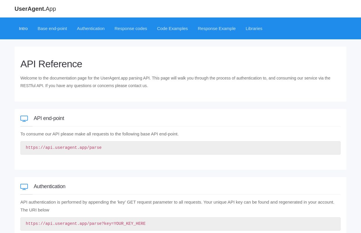 User Agent APP API