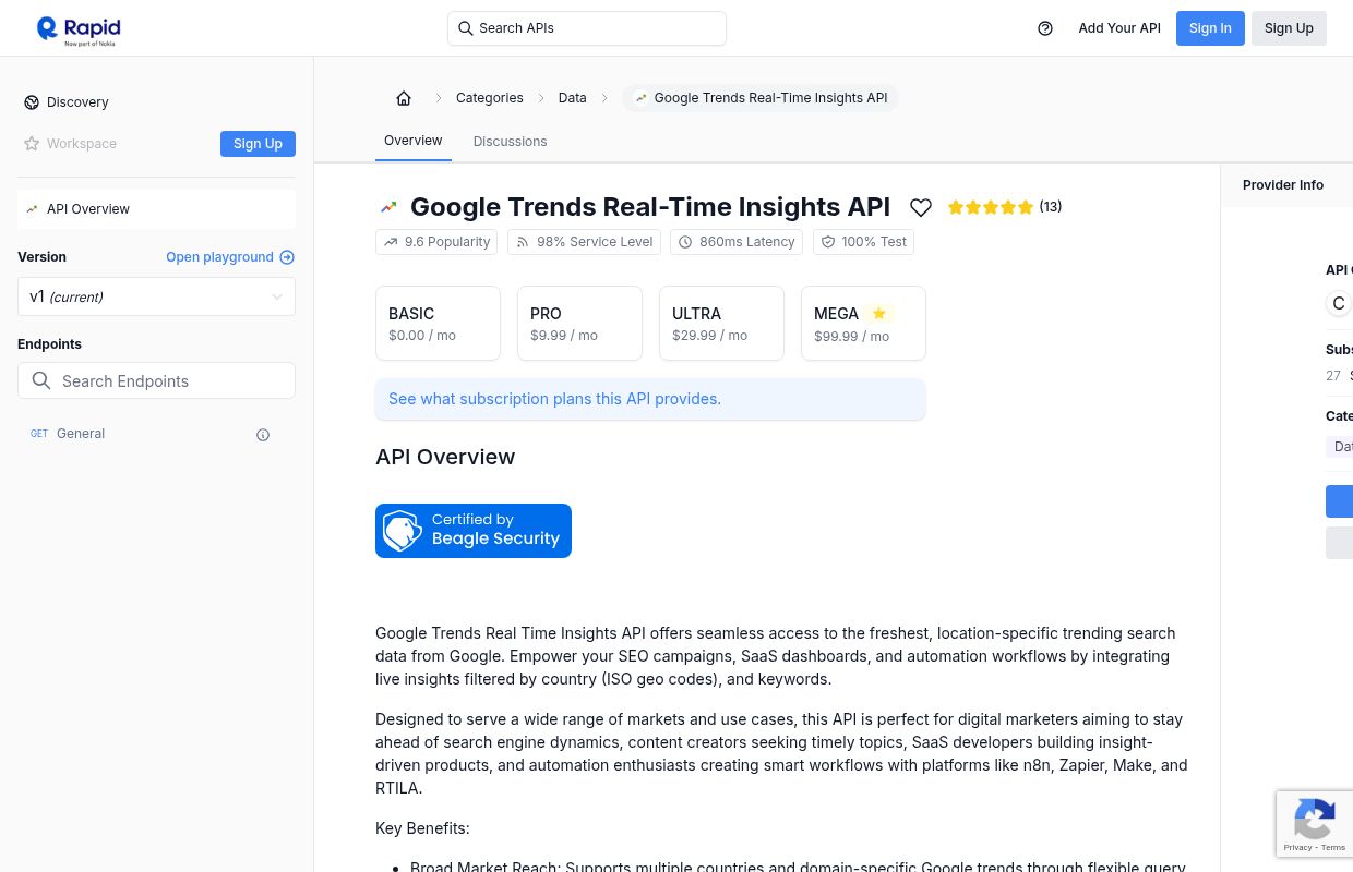 Google Trends Real-Time Insights API