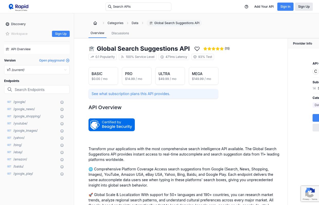 Global Search Suggestions API