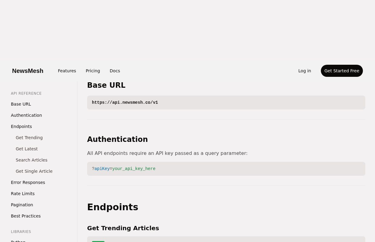 NewsMesh preview interface
