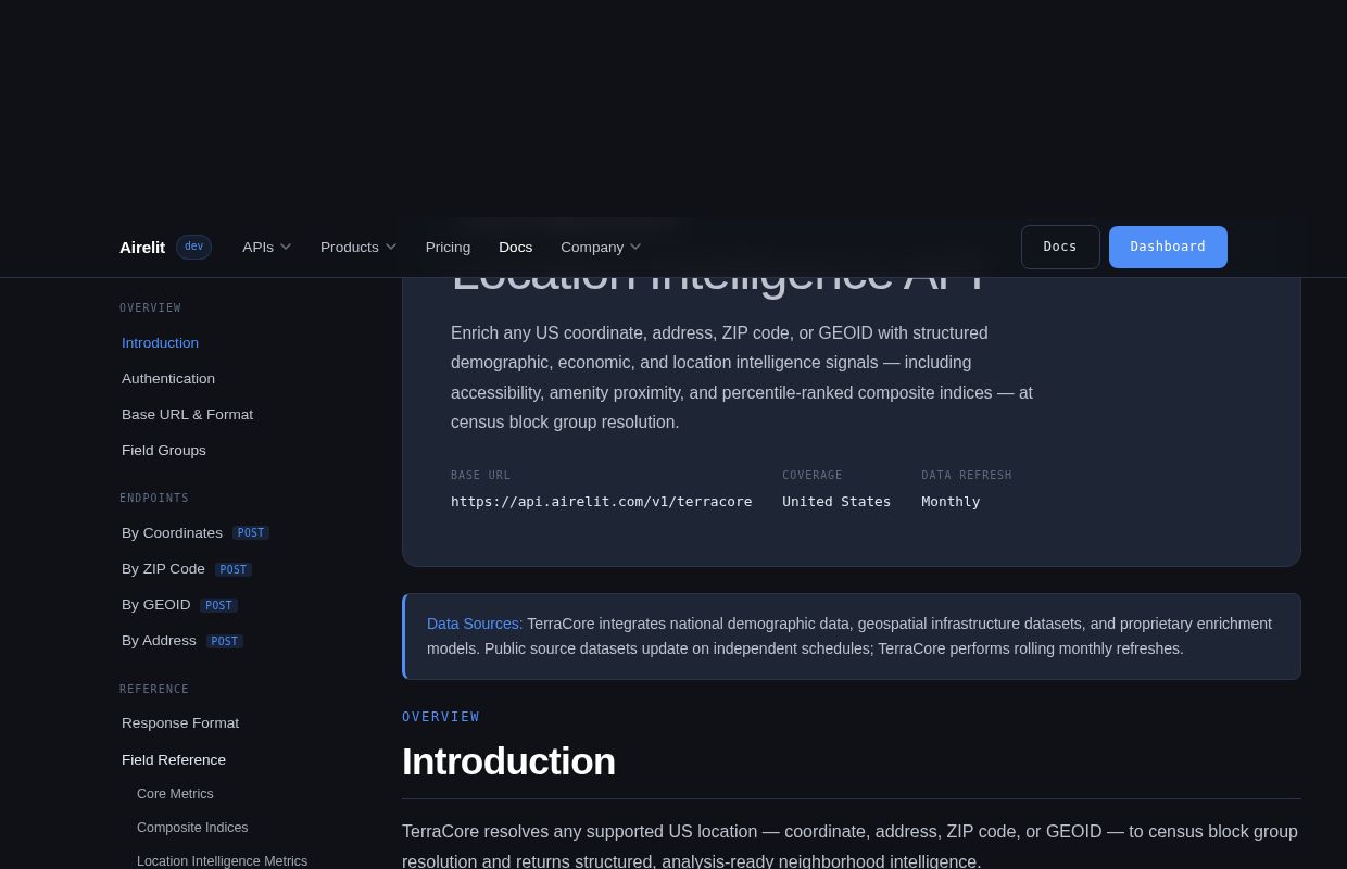 TerraCore preview interface