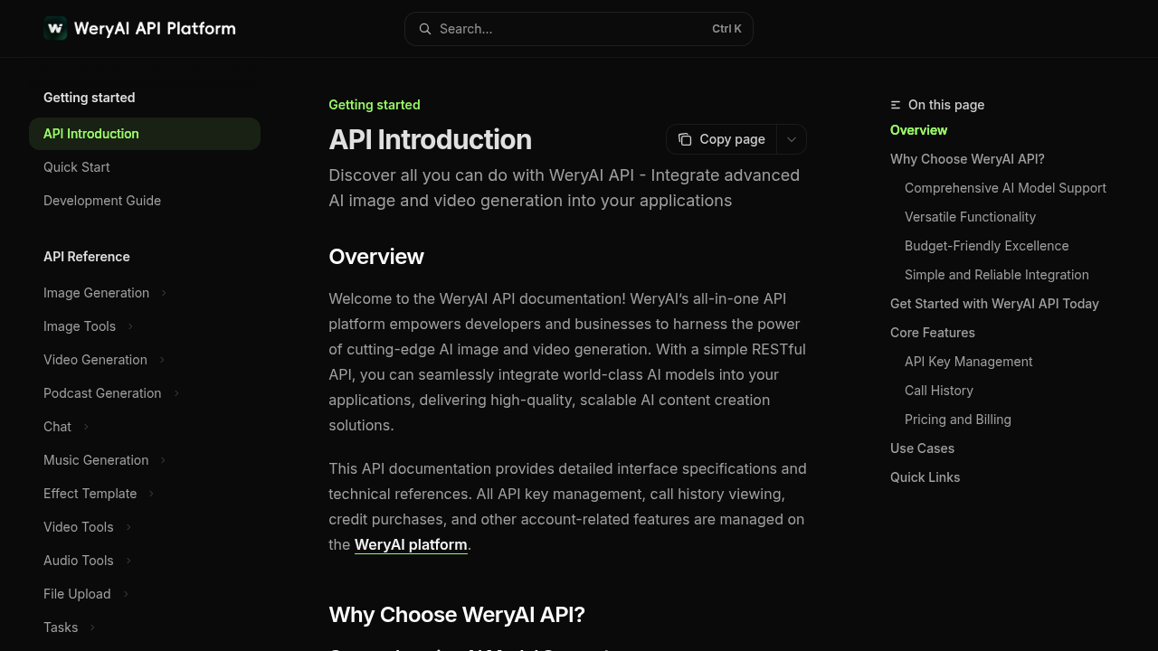 WeryAI preview interface