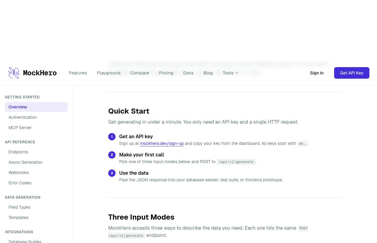MockHero preview interface