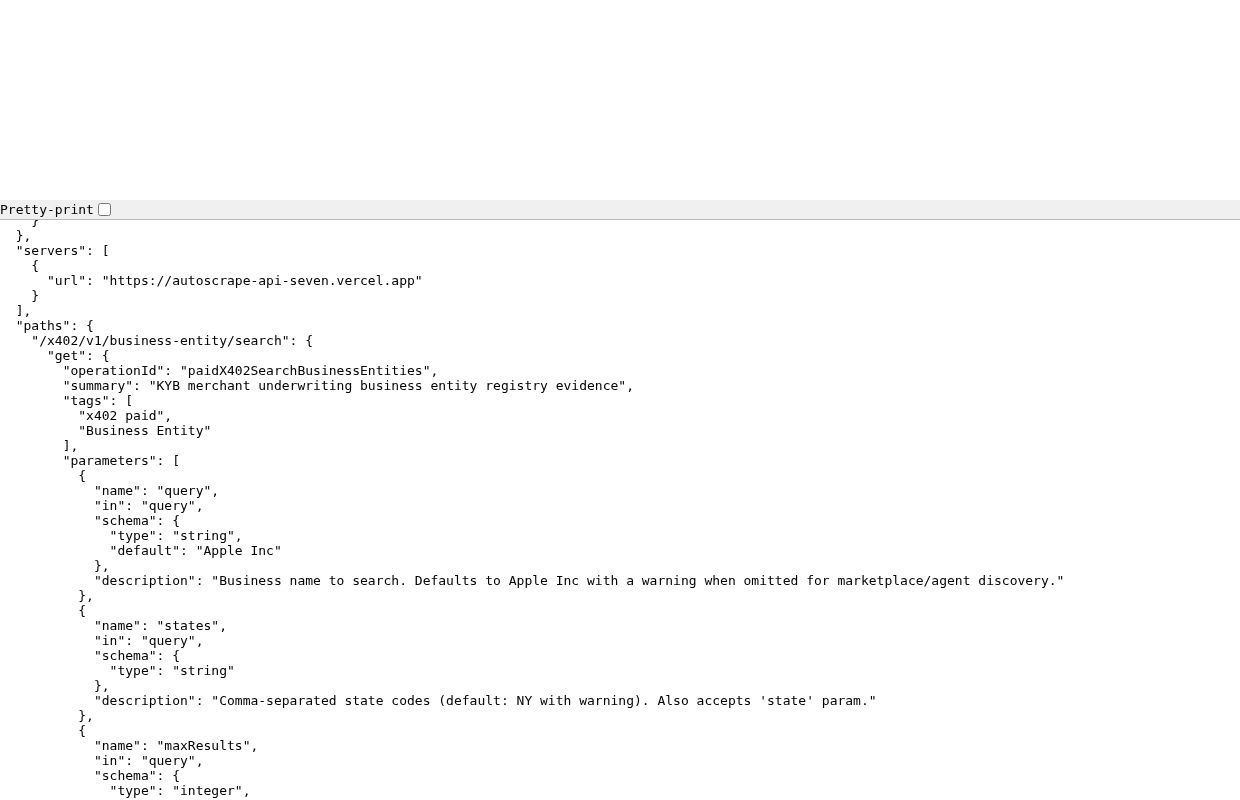 AutoScrape Data API preview interface