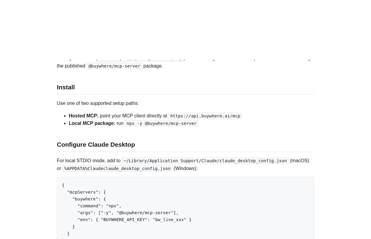 BuyWhere preview interface