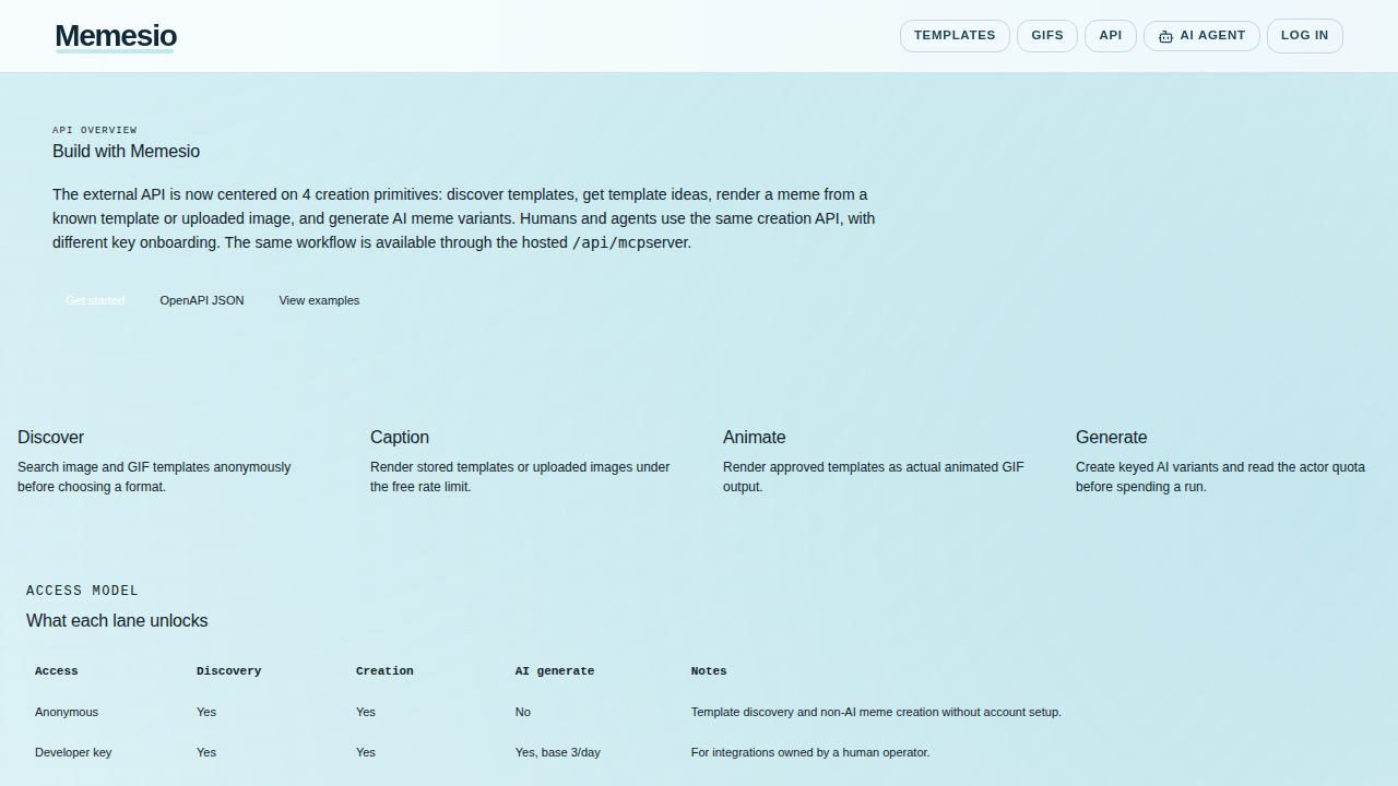 Memesio preview interface