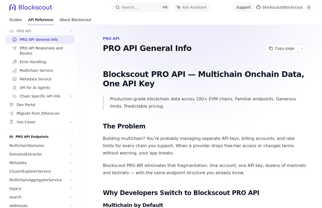 Blockscout PRO API preview interface