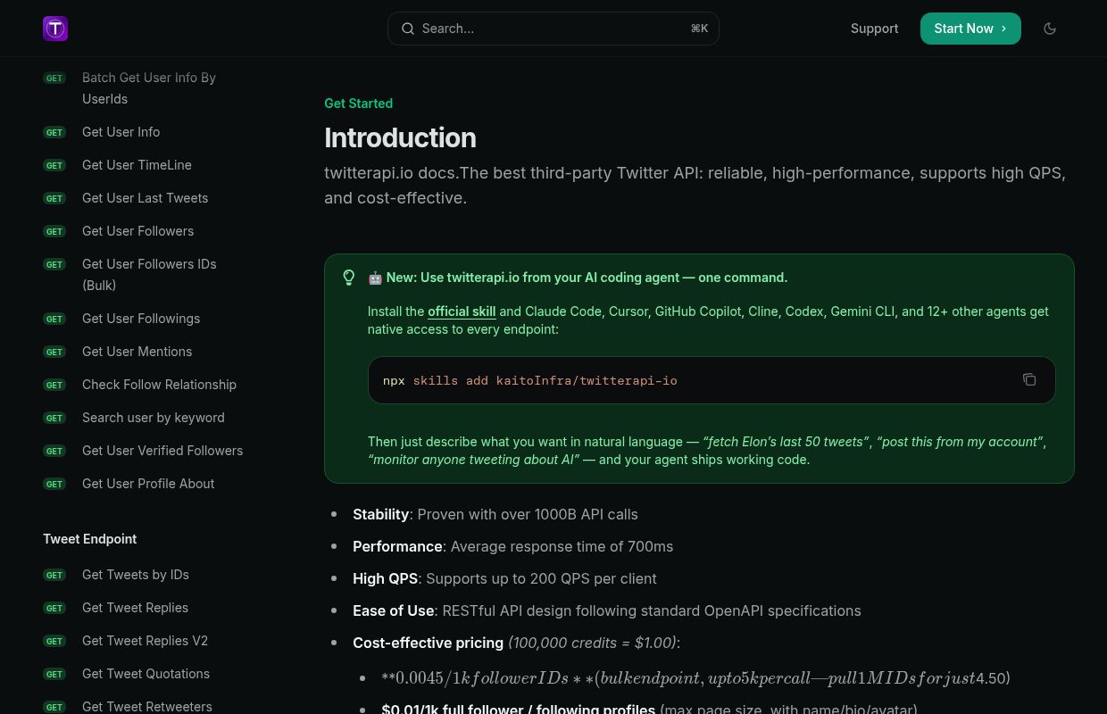 TwitterAPI.io preview interface