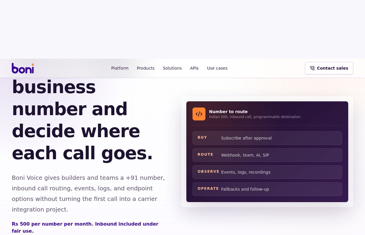 Boni Voice API preview interface