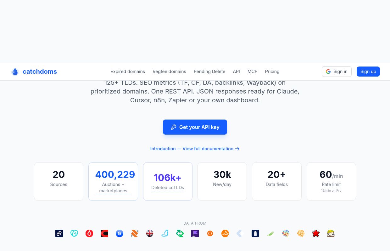 CatchDoms API preview interface