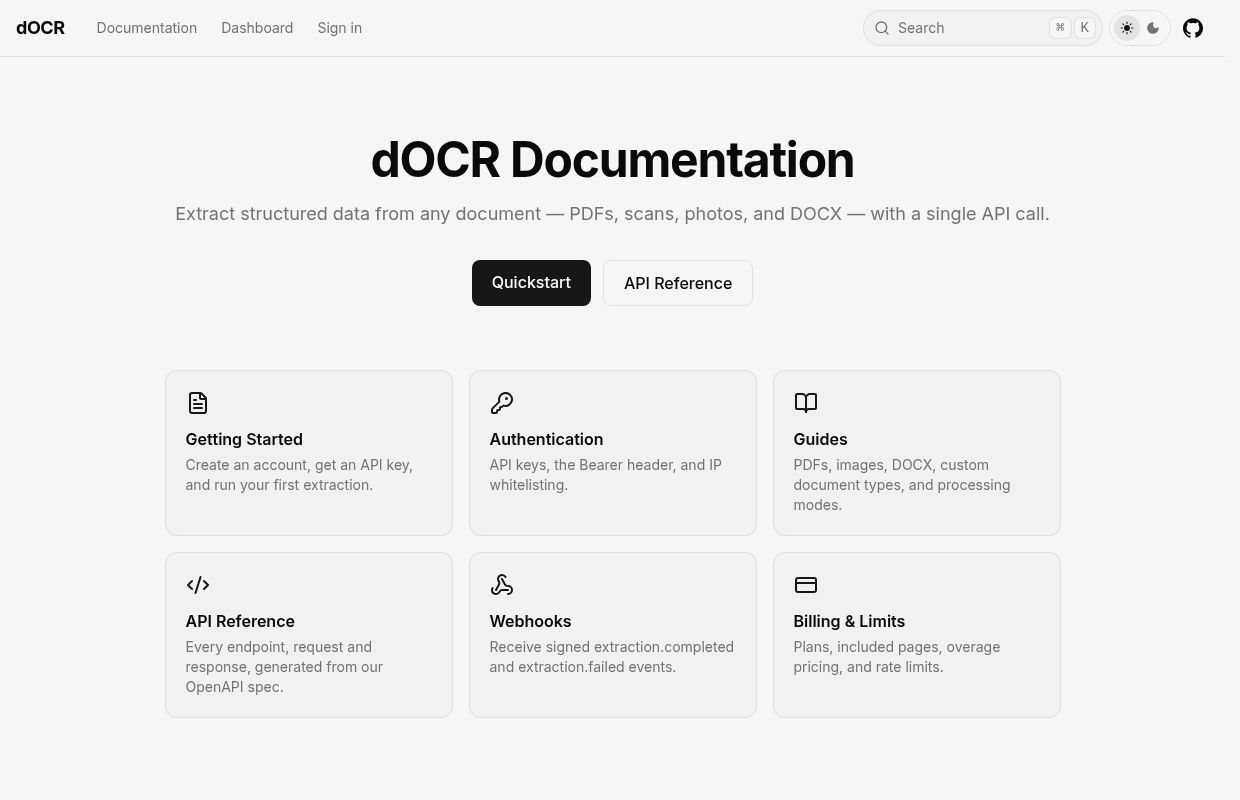 dOCR API preview interface