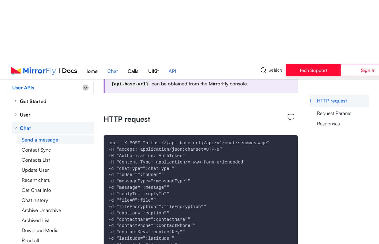 Mirrorfly Chat API preview interface